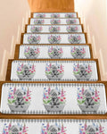 Pink Floral Non Slip Stair Treads 4 Pcs V848