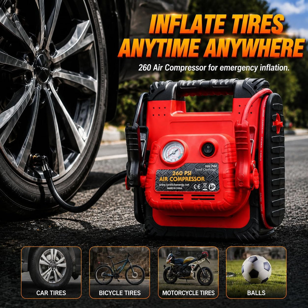 1800A 20000mAh 12V Jump Starter & Portable Air Compressor R6676
