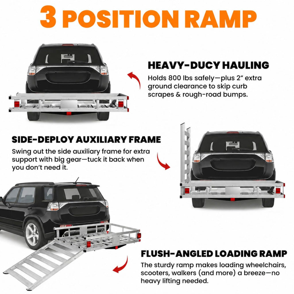 Aluminum Trailer Hitch Cargo Carrier with Ramp S7900