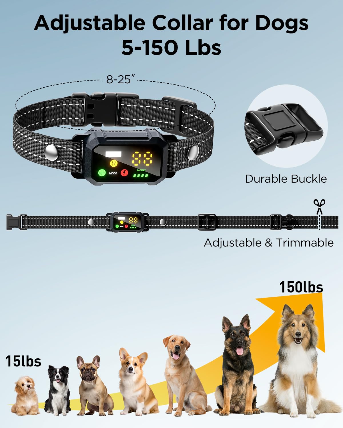 2 Dogs Dog Training Collar with Remote, 4 Training Modes, IP67 Waterproof A6904