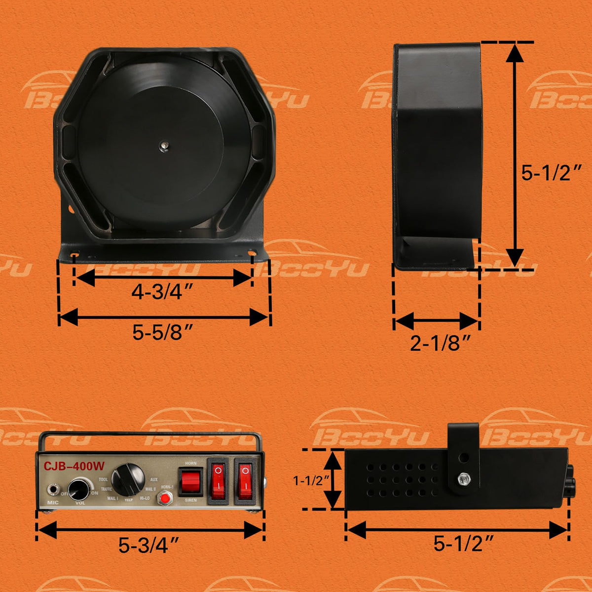 12V 400W 9 Tones Warning Emergency Siren PA System with Handheld Microphone V24865