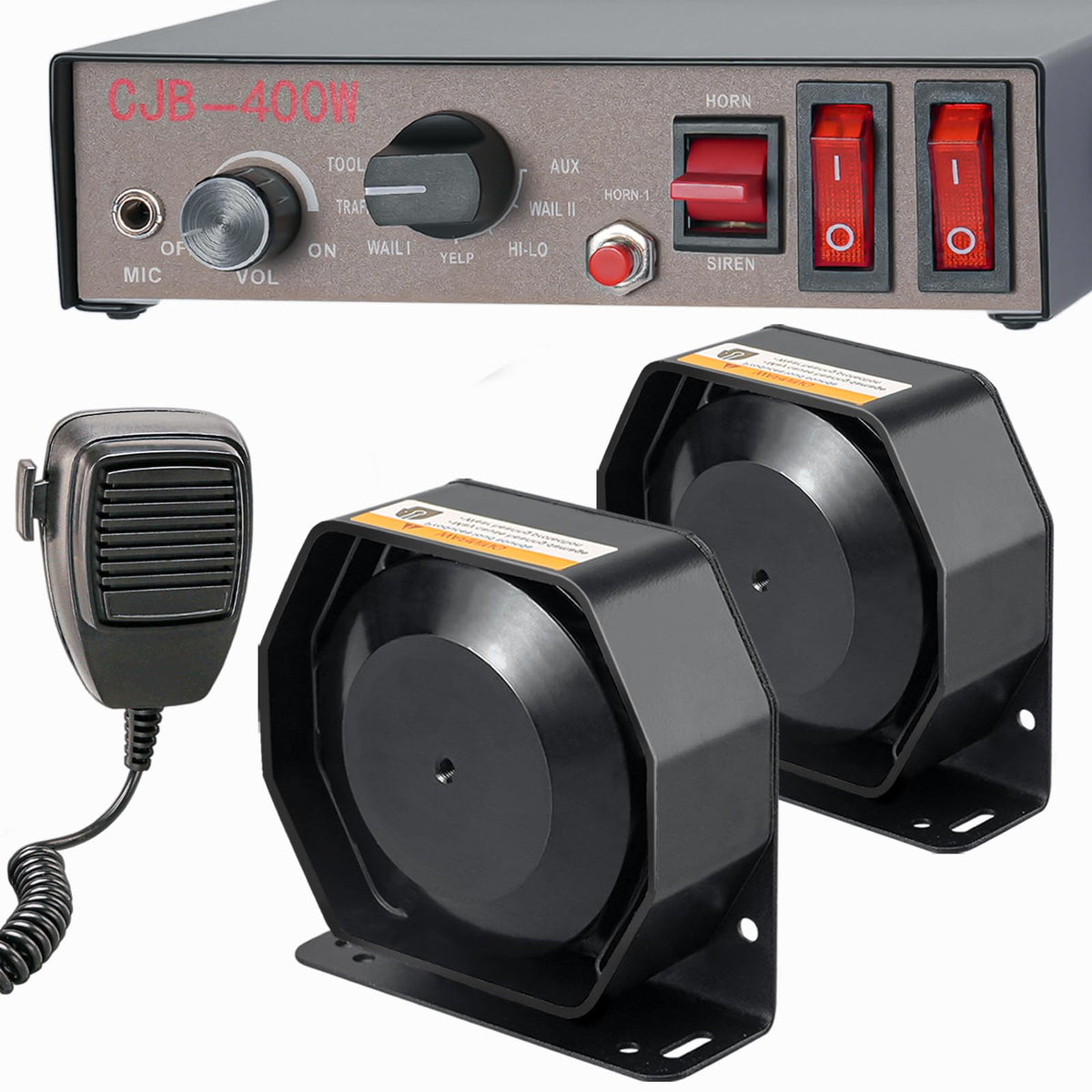 12V 400W 9 Tones Warning Emergency Siren PA System with Handheld Microphone V24865