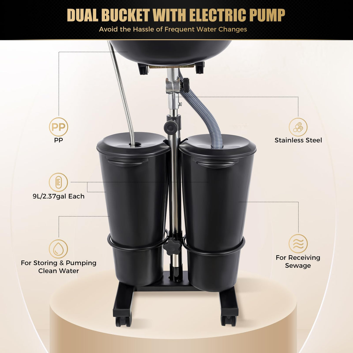 Portable Shampoo Basin with Electric Pump and Wheel D525700