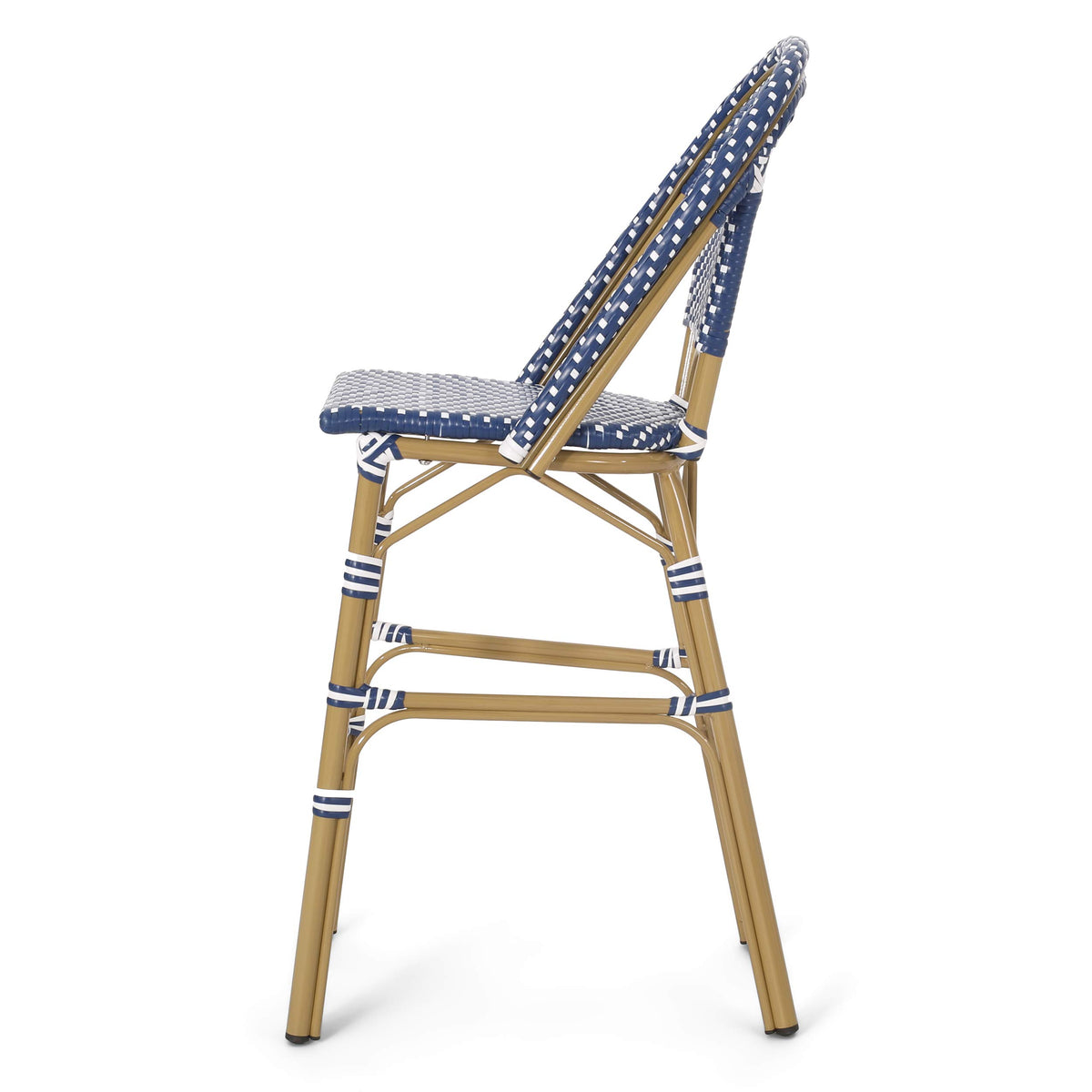 Teal Blue Wicker Rattan Bar Stools Set of 2 Aluminum Frame U14065