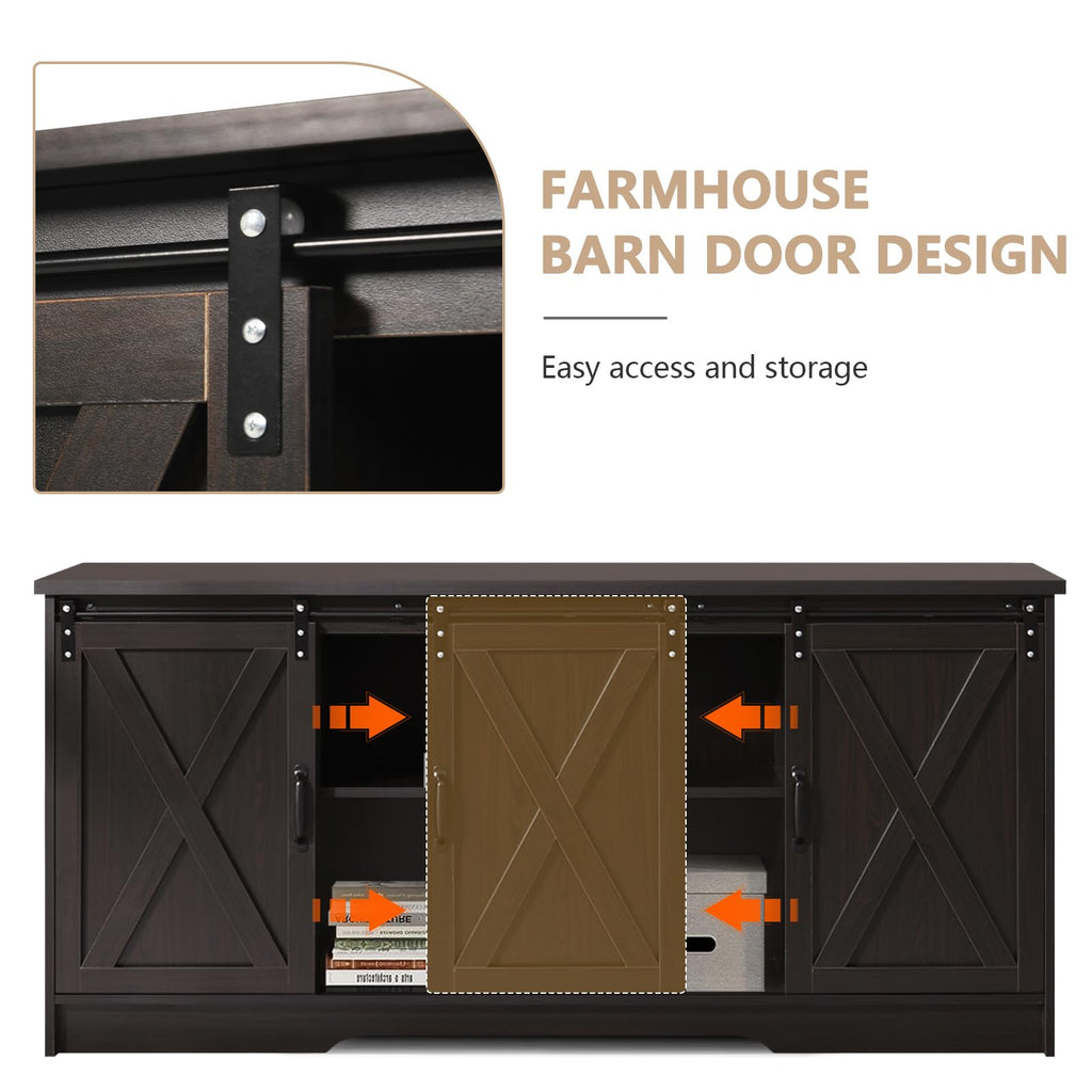65 Inch TV Stand with Sliding Barn Doors M917