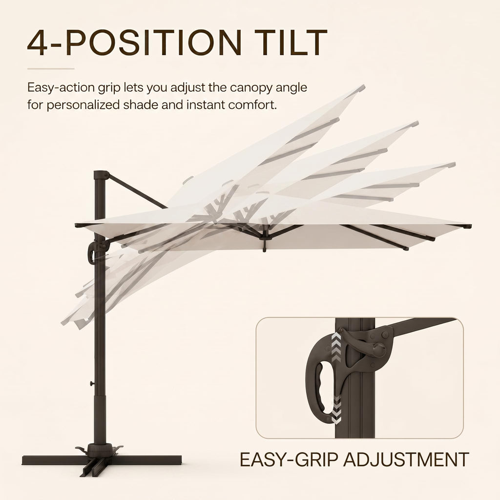 11ft Offset Cantilever Patio Umbrella with Solar Lights C880453