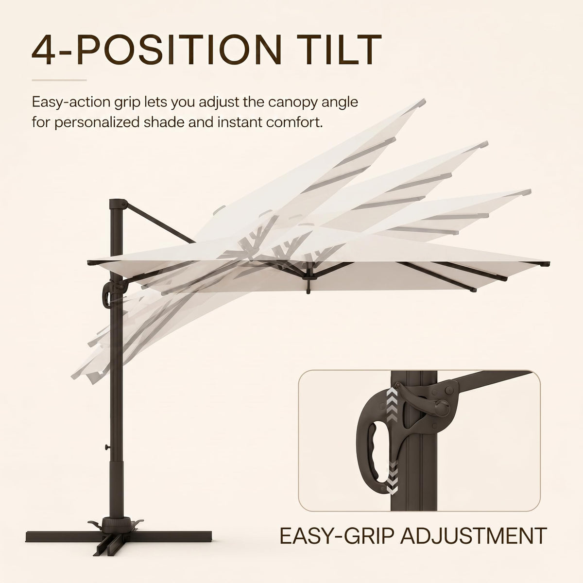 11ft Offset Cantilever Patio Umbrella with Solar Lights C880453