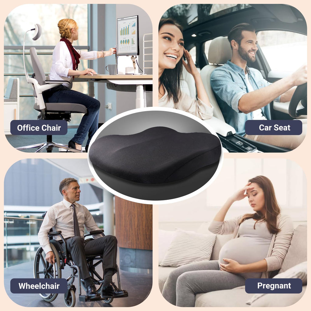 Black Memory Foam Car Seat Cushion L27138