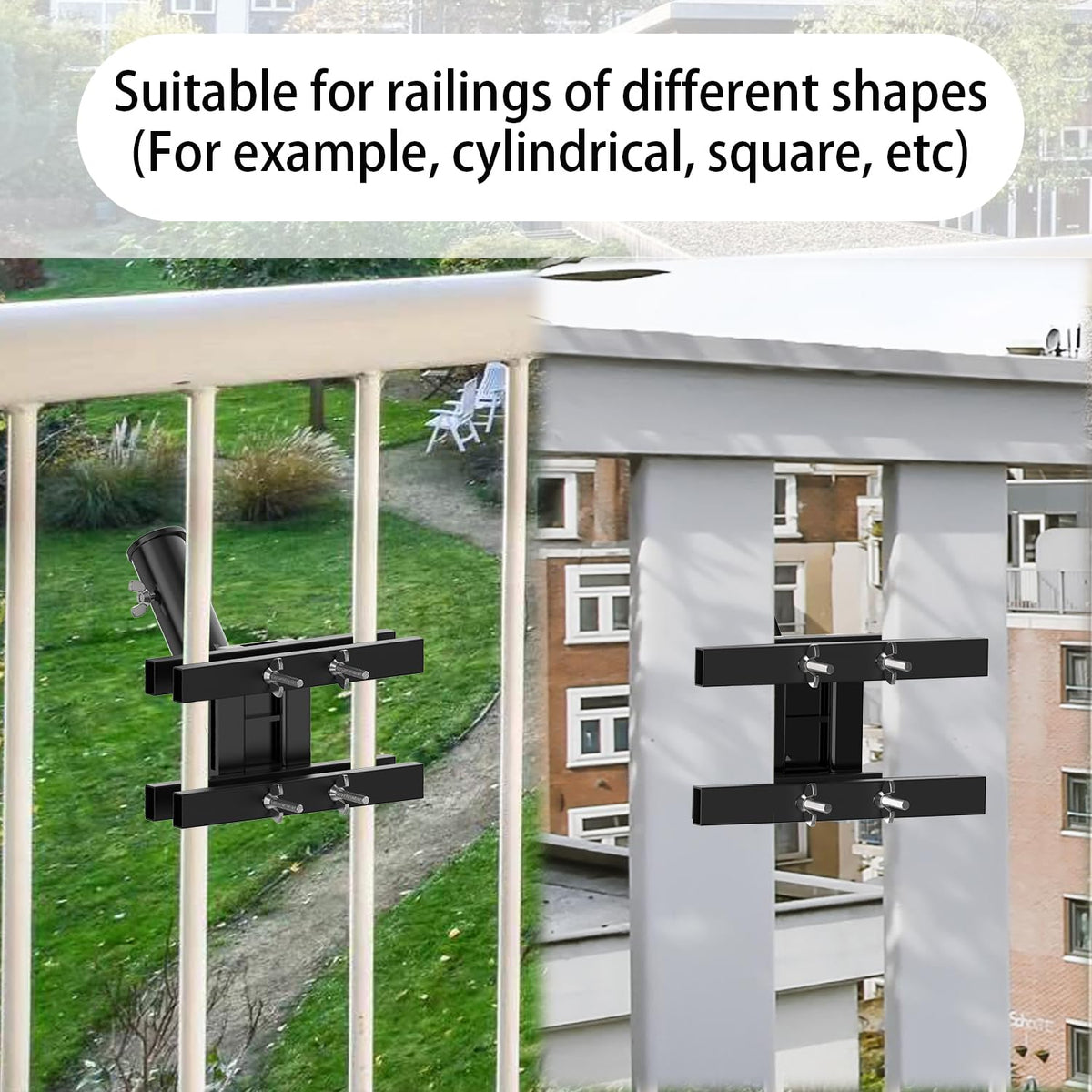 White Flagpole Mount for Round and Square Railing Q210