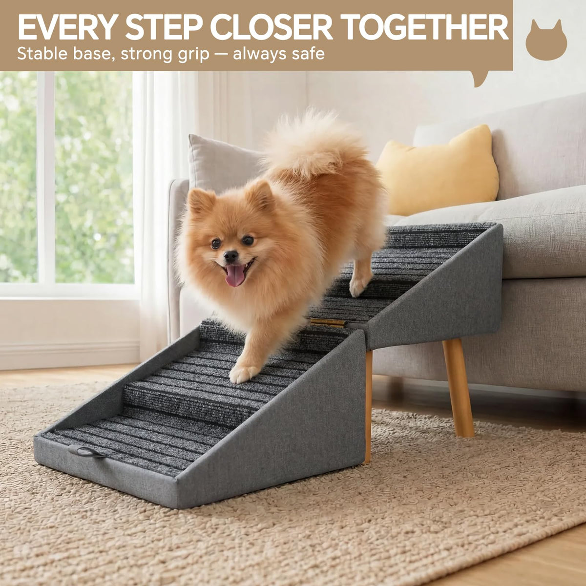 2-in-1 Wooden Pet Stairs & Ottoman L133