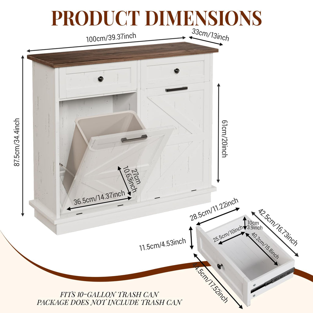 White Tilt-Out Trash Can Cabinet S7443