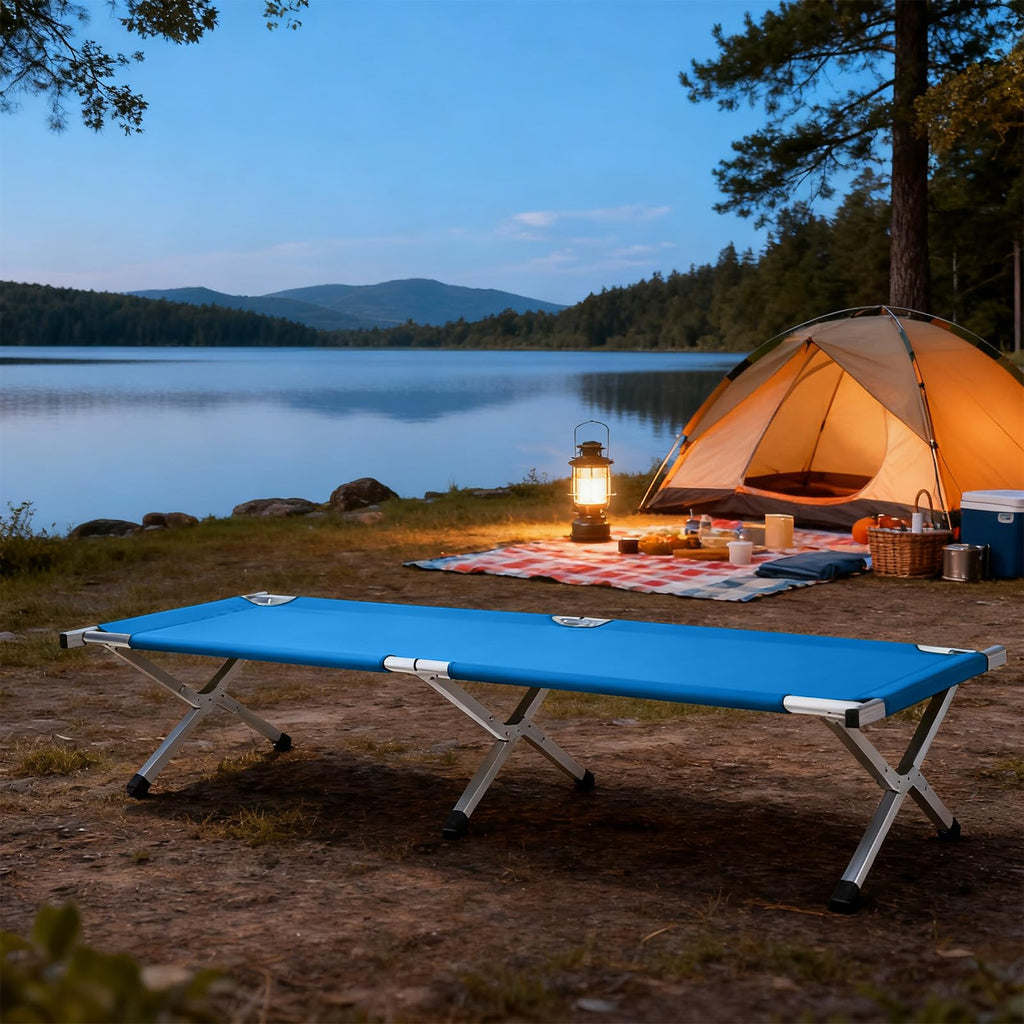 Folding Camping Cot with Carry Bag, Blue F951