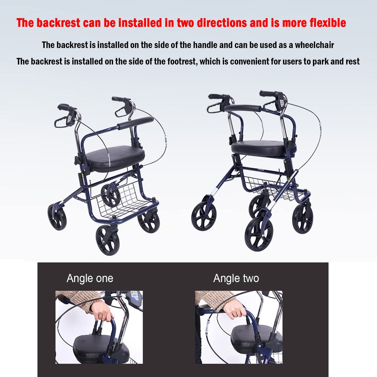 Upright Folding Rollator Walker with Seat K43030