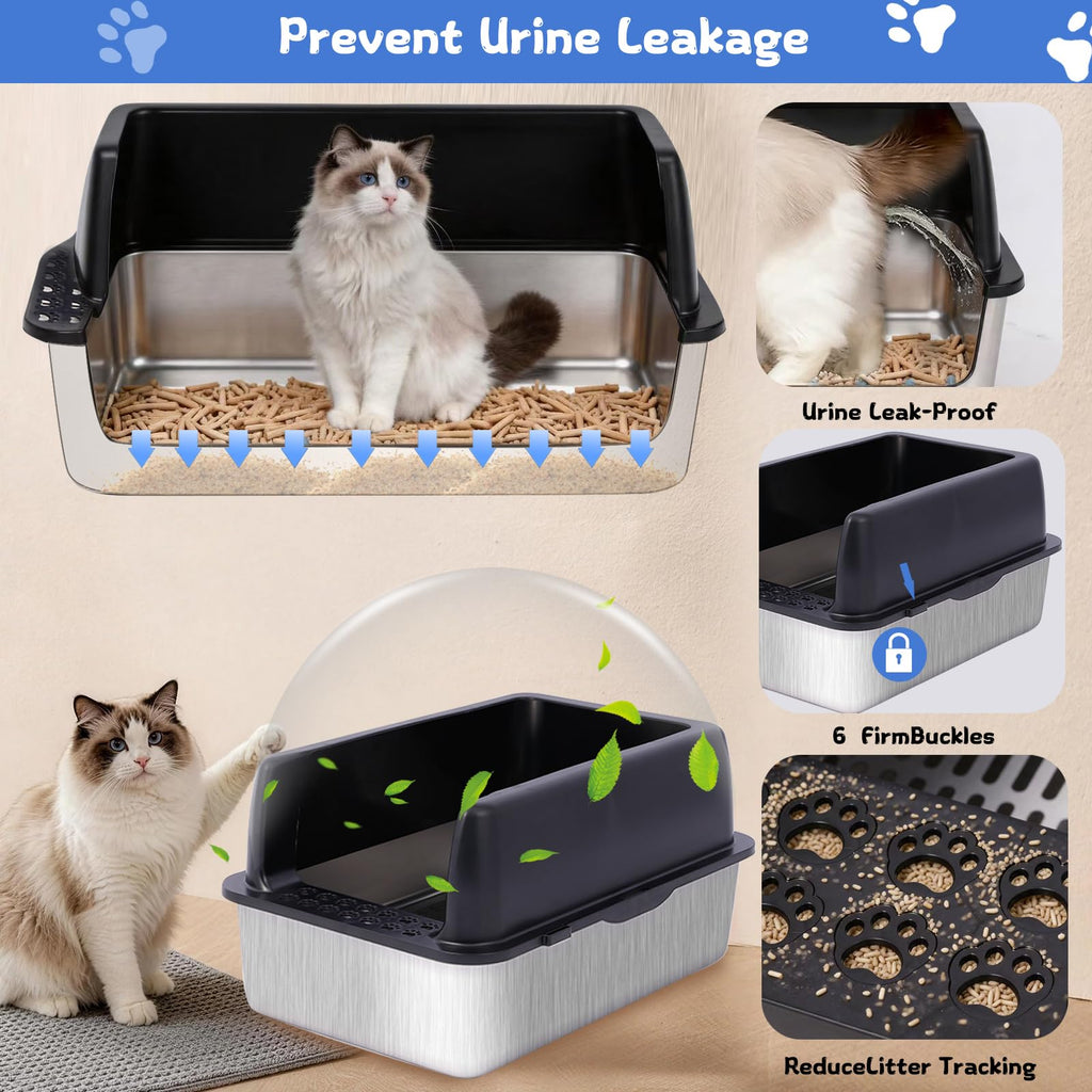 Stainless Steel Sifting Litter Box with Lid K162733