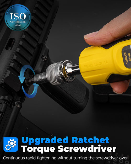 1/4" Ratchet Torque Screwdriver, 10-70 in-lbs, S2 Hex Bits S843068