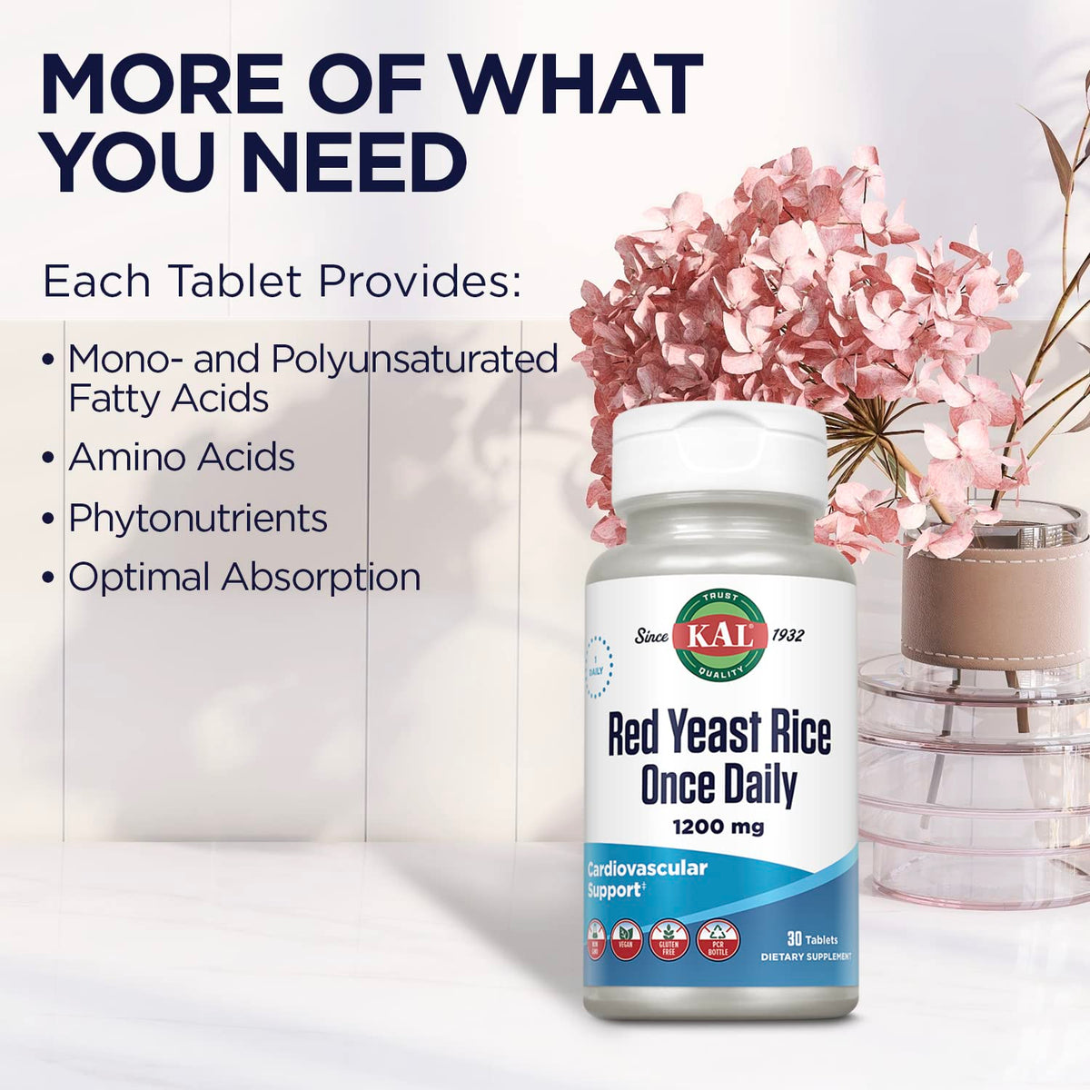 Red Yeast Rice 1200mg Vegan Gluten Free 30 Tablets W249