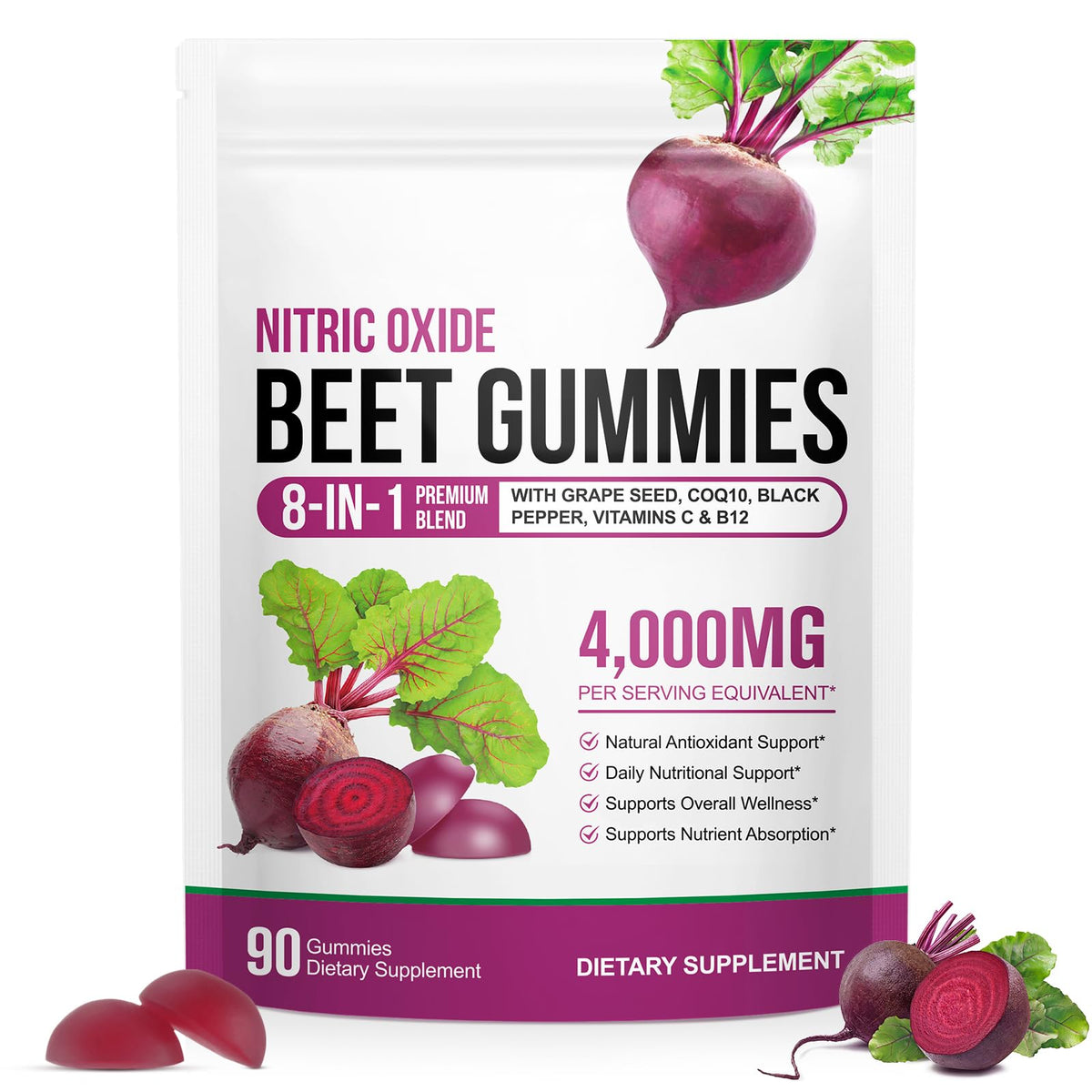 Sugar Free Beet Root Gummies with CoQ10, Grapeseed Extract, Vitamin B12, C R29052