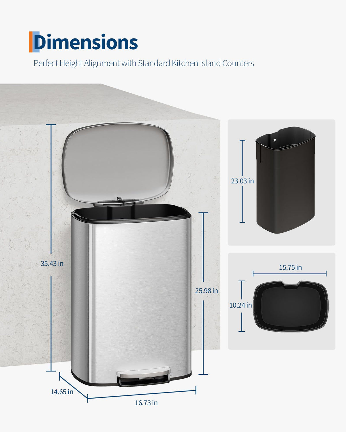 Step-on Stainless Steel Kitchen Trash Can 13 Gal E319