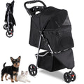 Foldable Pet Stroller with Weather Cover, Storage Basket and Cup Holder O989