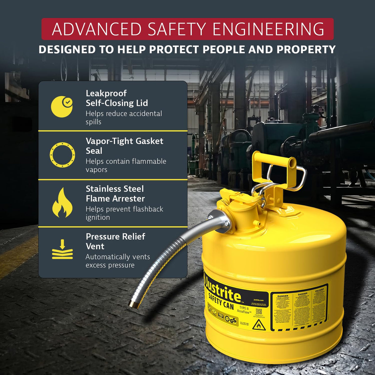 Yellow Galvanized Steel Diesel Fuel Can M490932