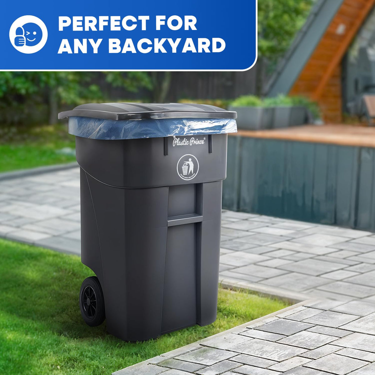50 Gallon Gray Outdoor Trash Can with Lid and Wheels T500