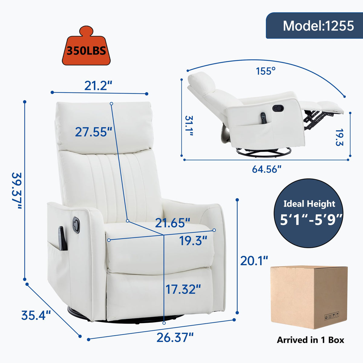 High Back Massage Recliner with Heat E763