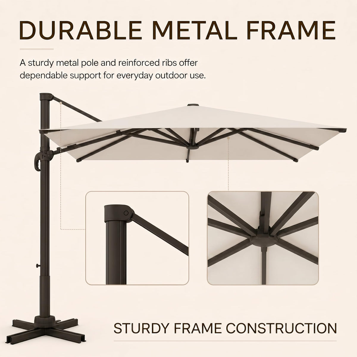 11ft Offset Cantilever Patio Umbrella with Solar Lights C880453