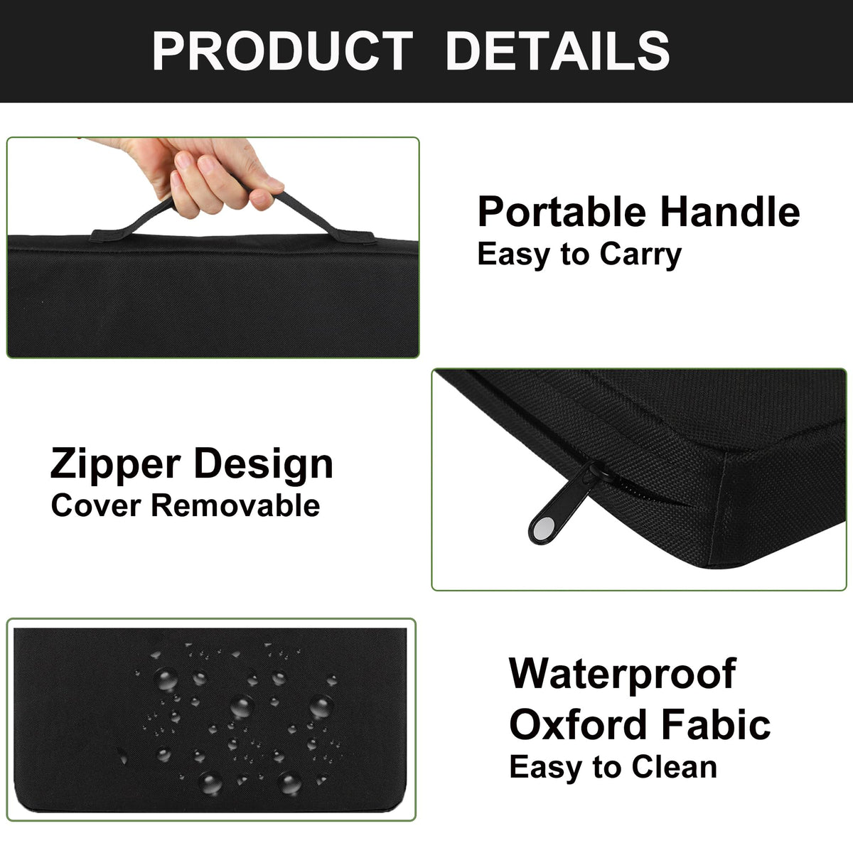 Portable Waterproof Oxford Fabric Stadium Seat Cushions 2-Pack Y47201