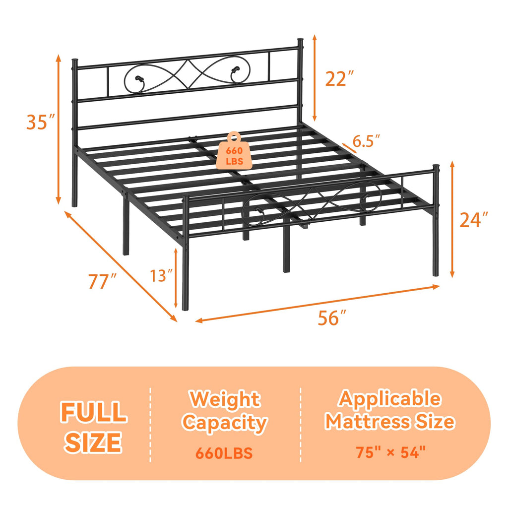 Full Size Metal Platform Bed with Under Storage P7200