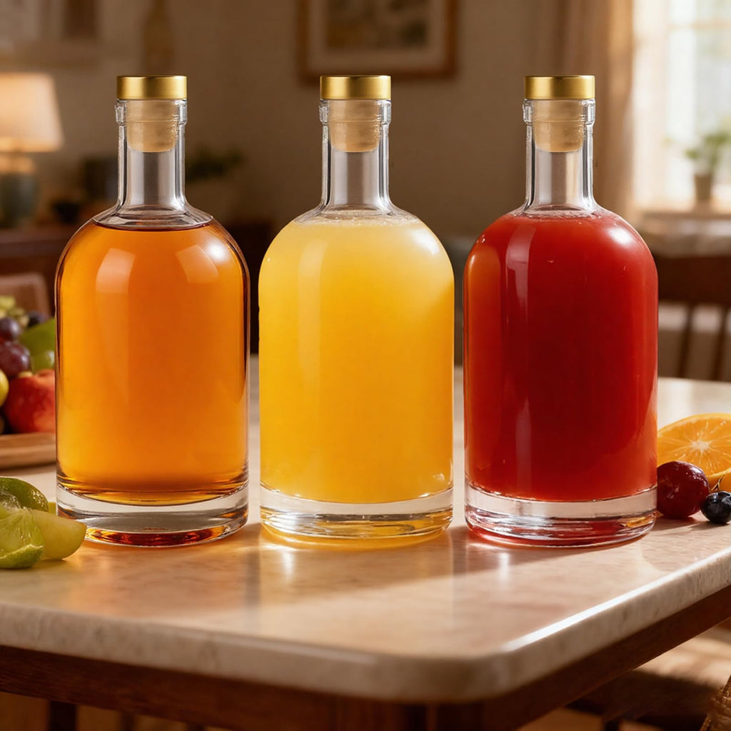 4 Pack 25oz Clear Glass Bottles with Cork Stoppers W5247