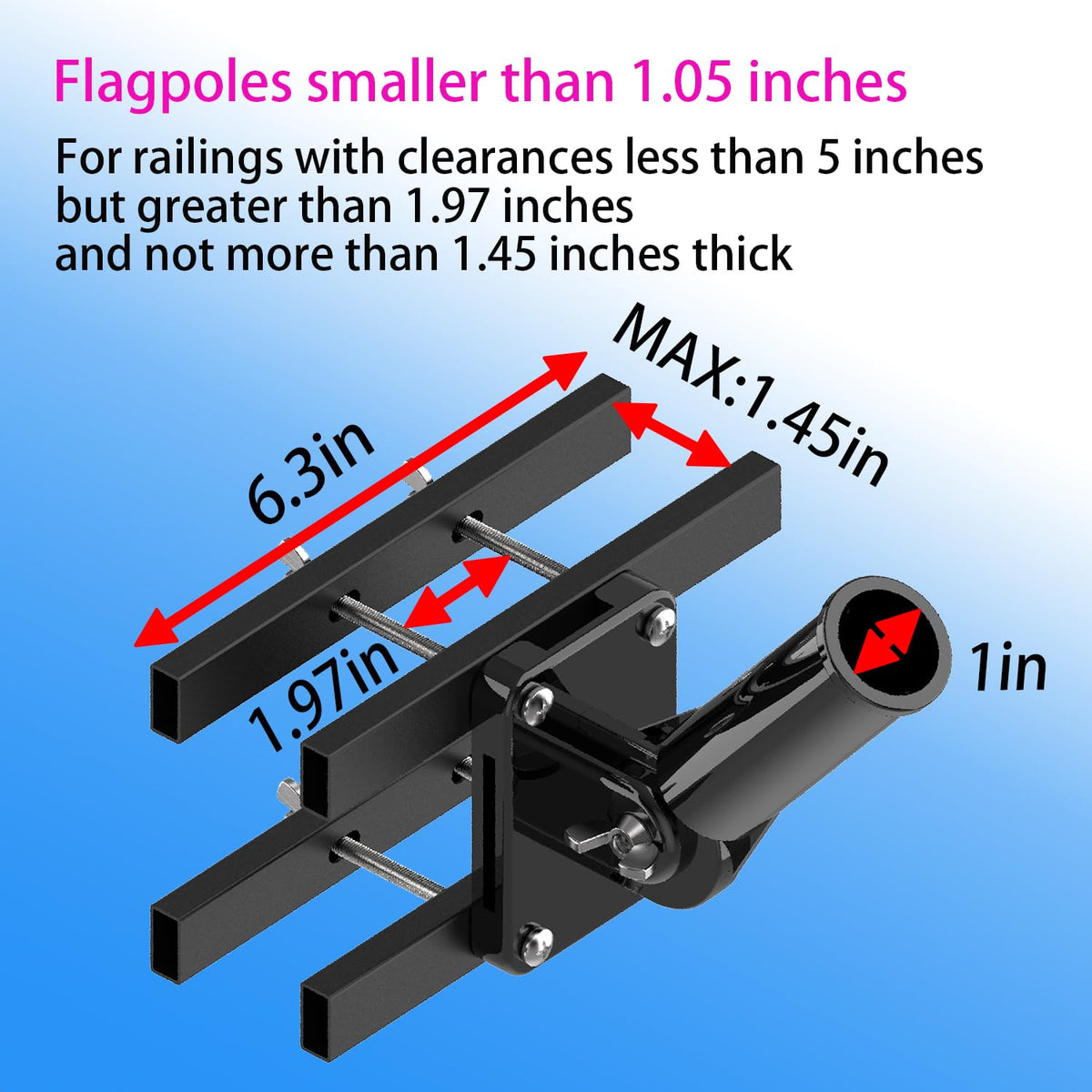 White Flagpole Mount for Round and Square Railing Q210