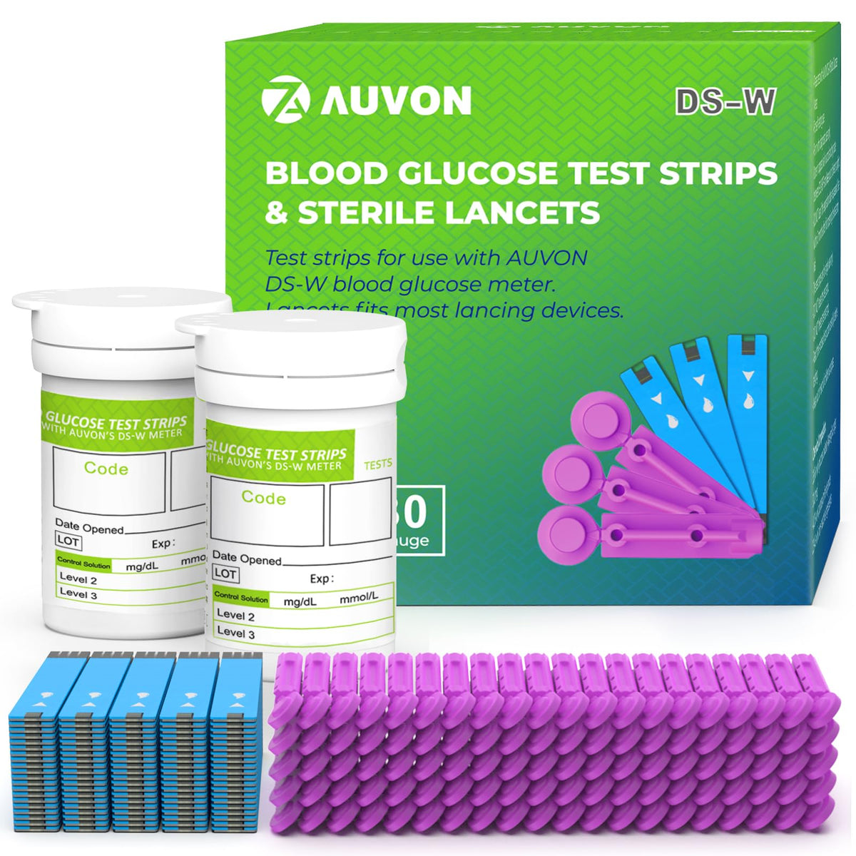 Blood Glucose Test Strips & Lancets Kit, 100 Pack, 30 Gauge P401501