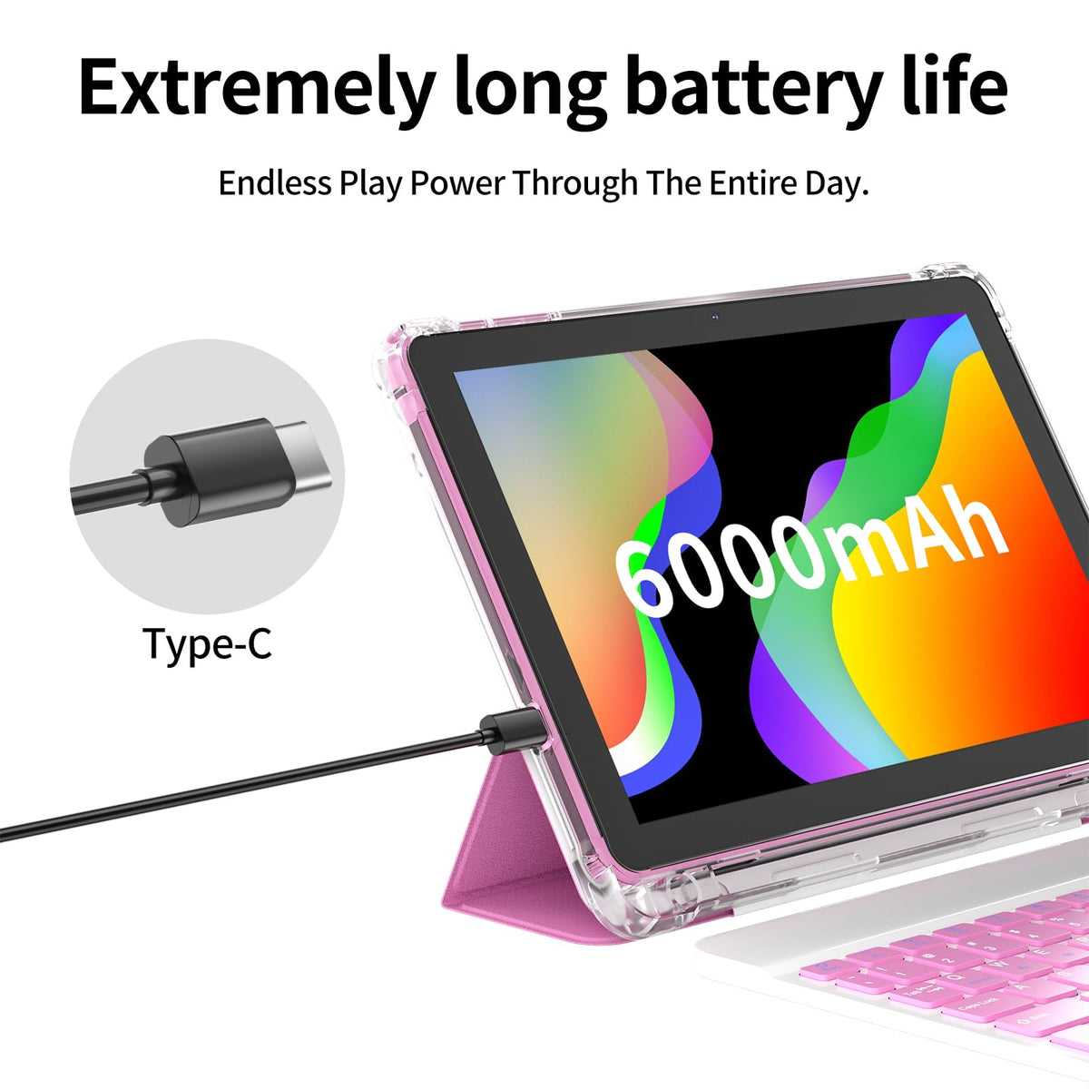 Android 16 10 inch 2 in 1 Tablet with Keyboard W509169