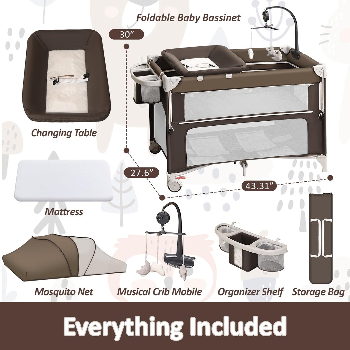 5-in-1 Baby Bassinet Bedside Sleeper A148344