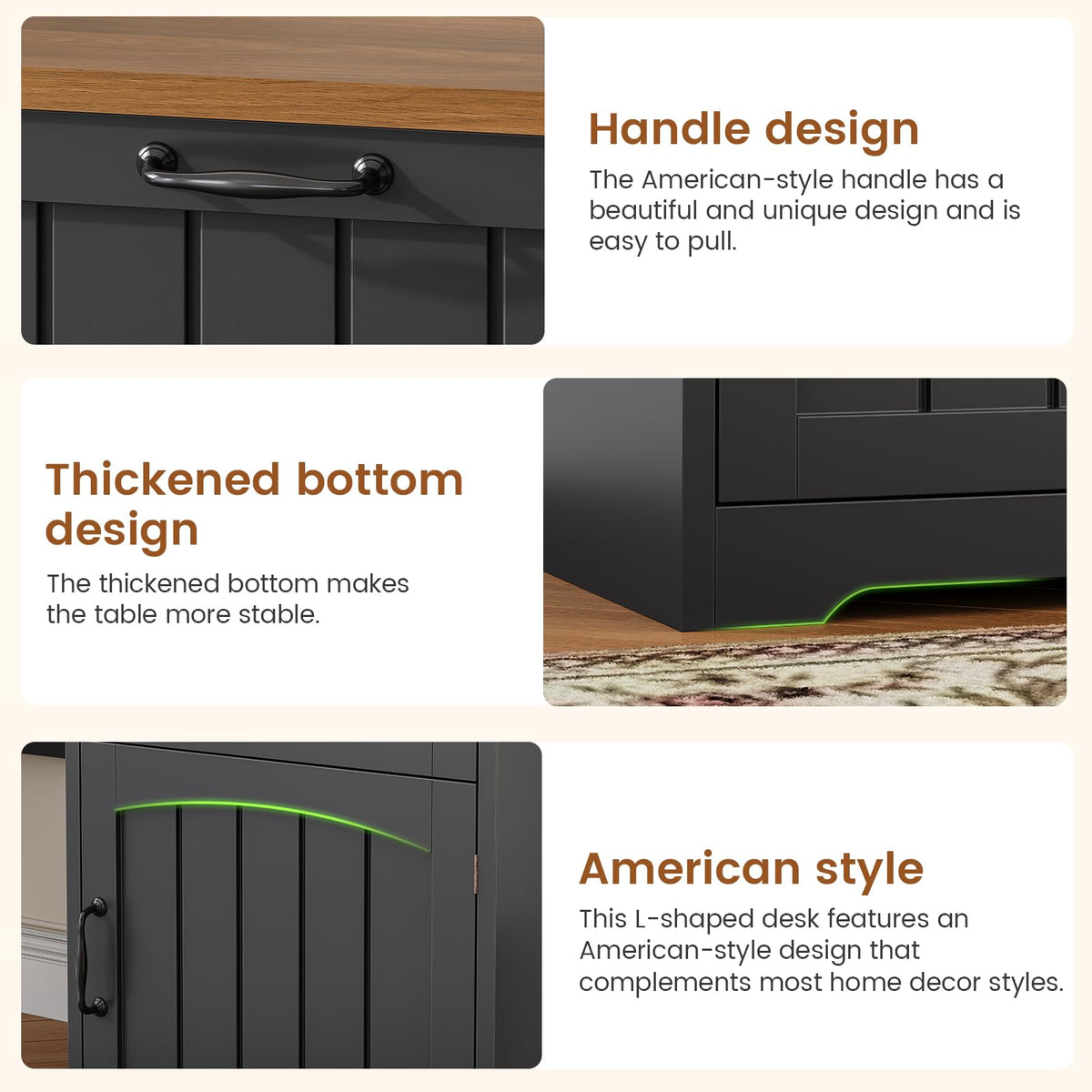 63" L Shaped Desk with Drawers and Storage Cabinet O7139