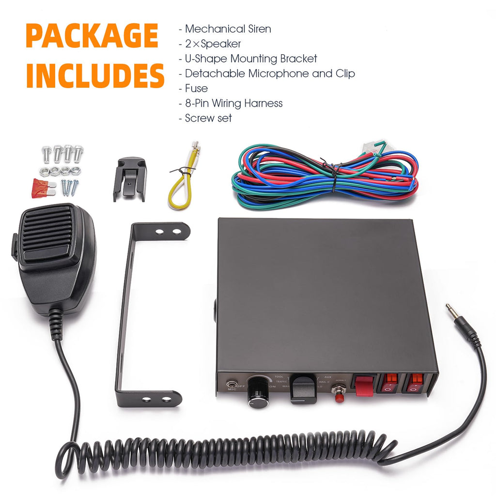 12V 400W 9 Tones Warning Emergency Siren PA System with Handheld Microphone V24865