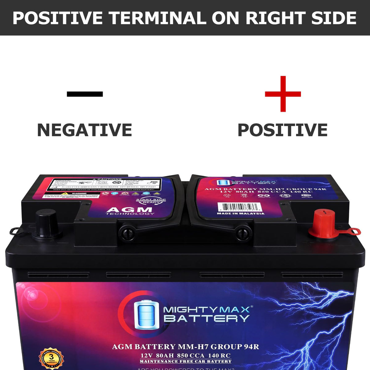 12V 80AH 850 CCA Replacement Battery T99063