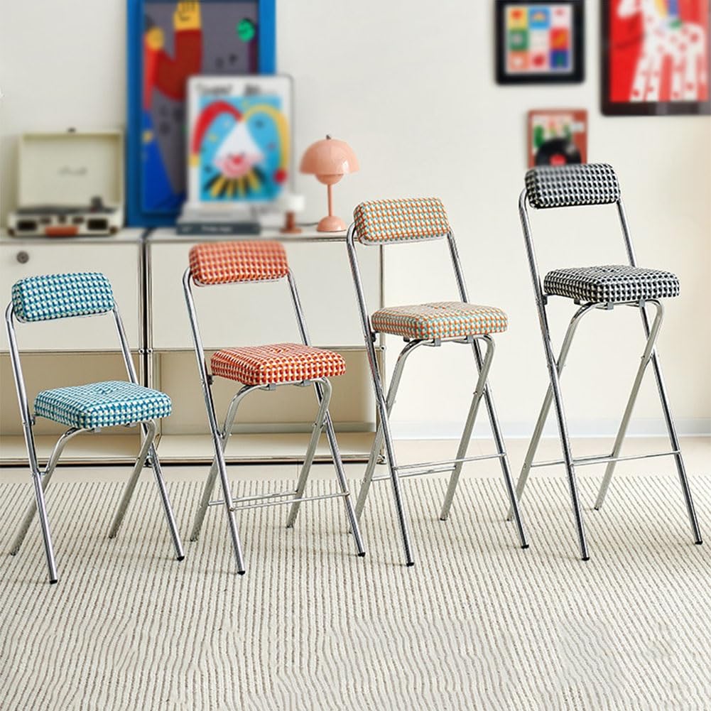 Cushioned Folding Bar Stool with Backrest D1656