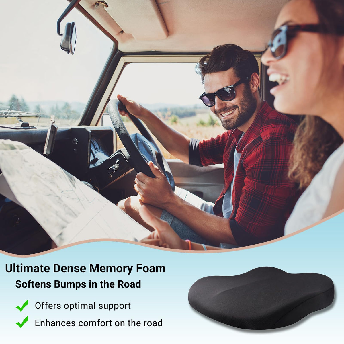 Black Memory Foam Car Seat Cushion L27138
