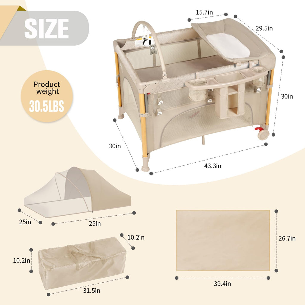 5 in 1 Beige Baby Bassinet D3766
