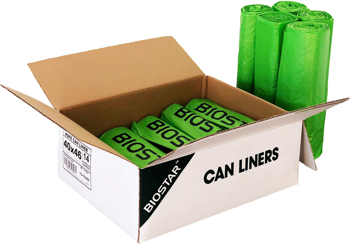 Biodegradable 40-45 Gallon Trash Bags 250 Count Green O966166