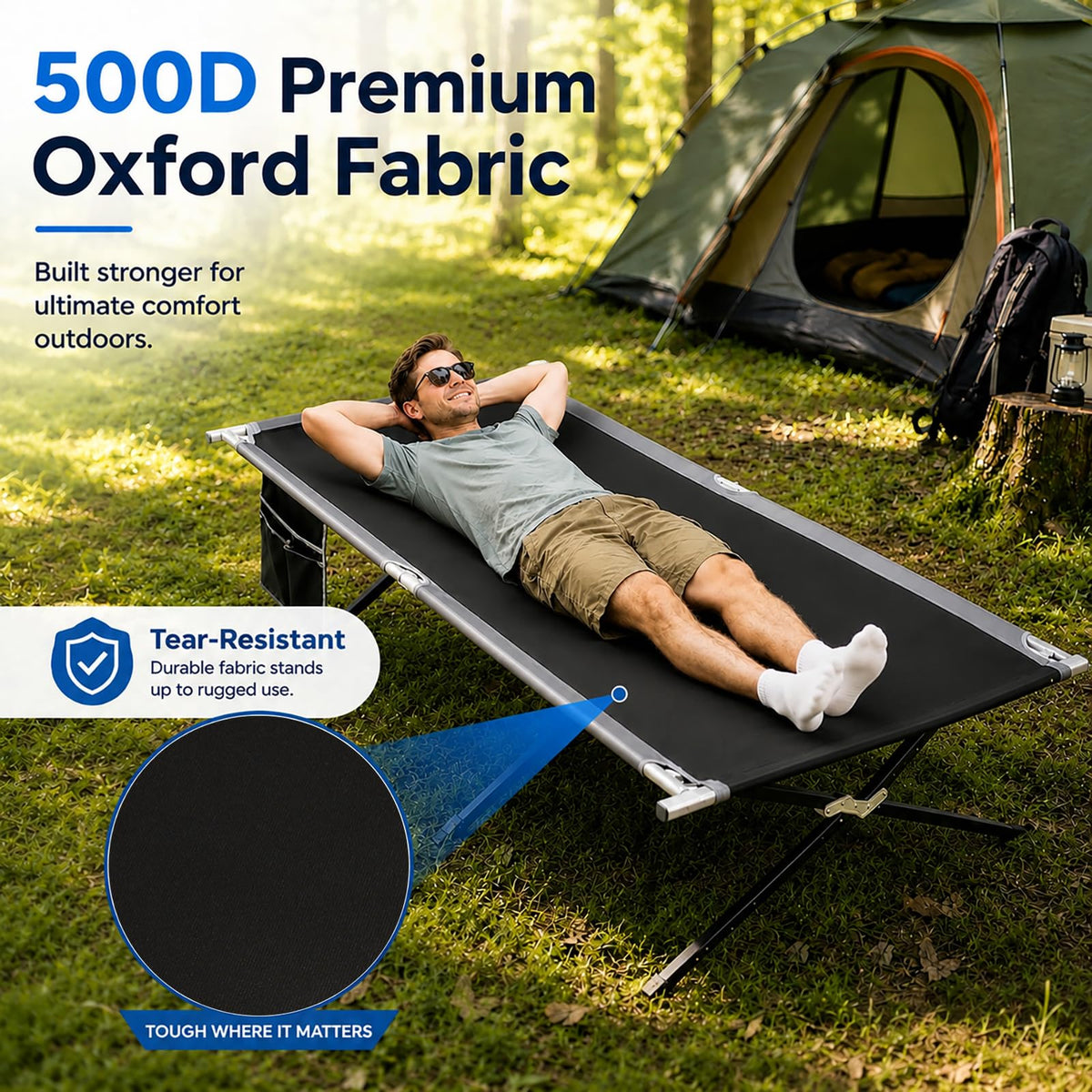 42" Extra Wide Heavy Duty Folding Cot Bed with Carry Bag O745886