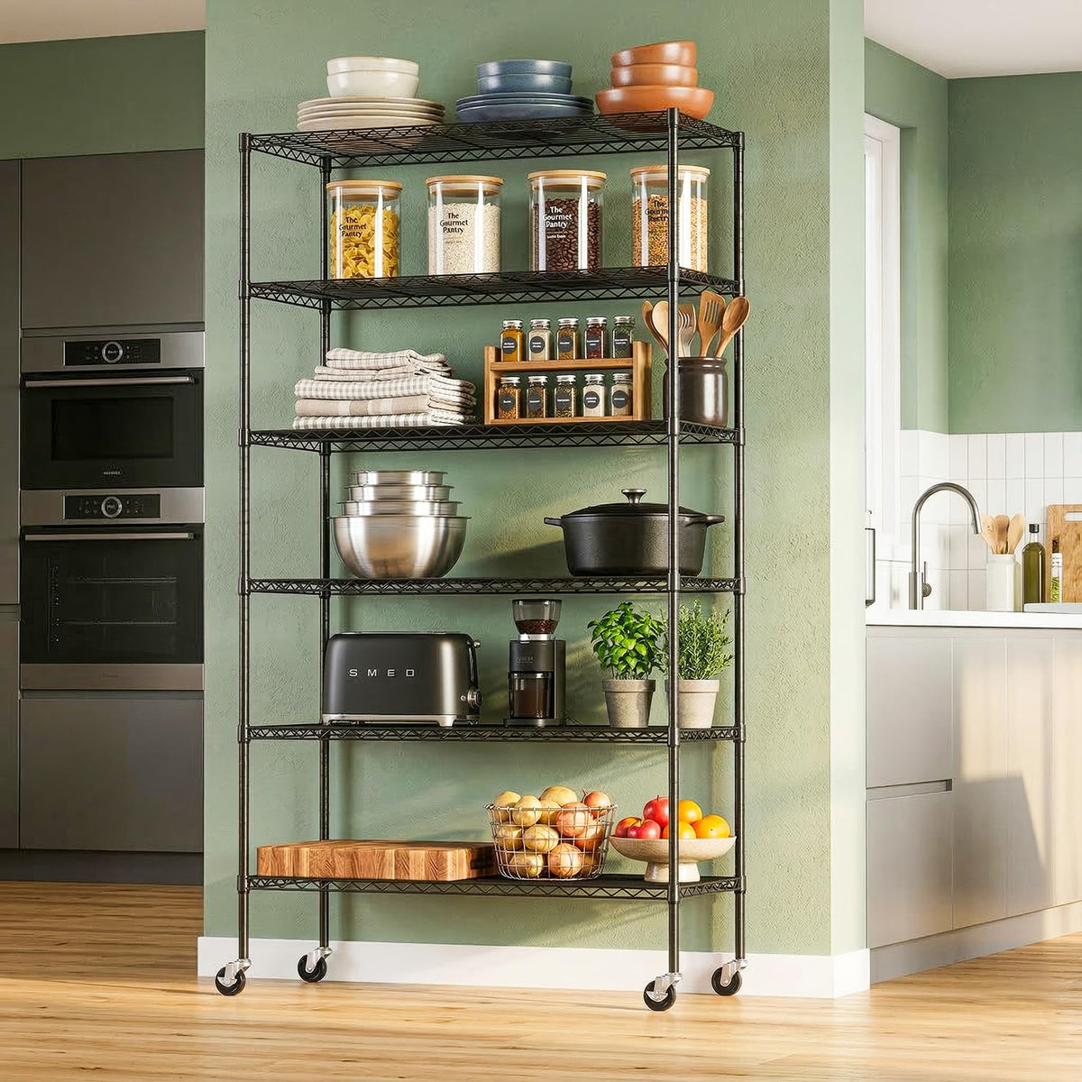 6-Tier Wire Shelf with Wheels Q65720