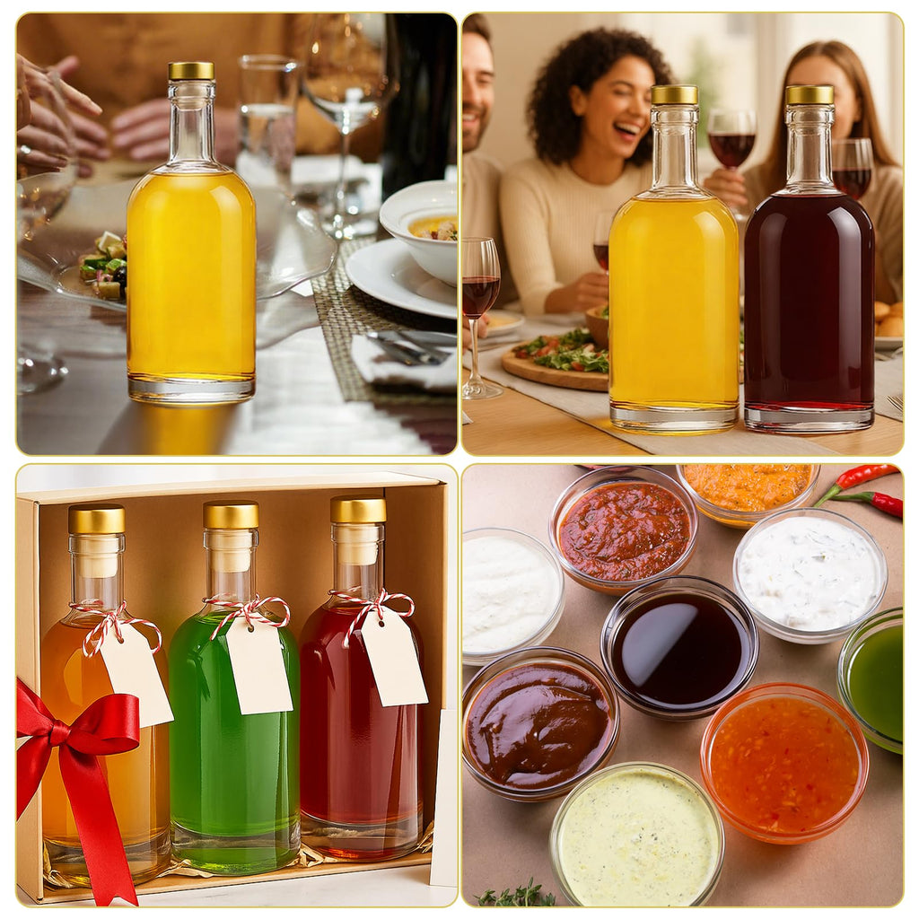 4 Pack 25oz Clear Glass Bottles with Cork Stoppers W5247