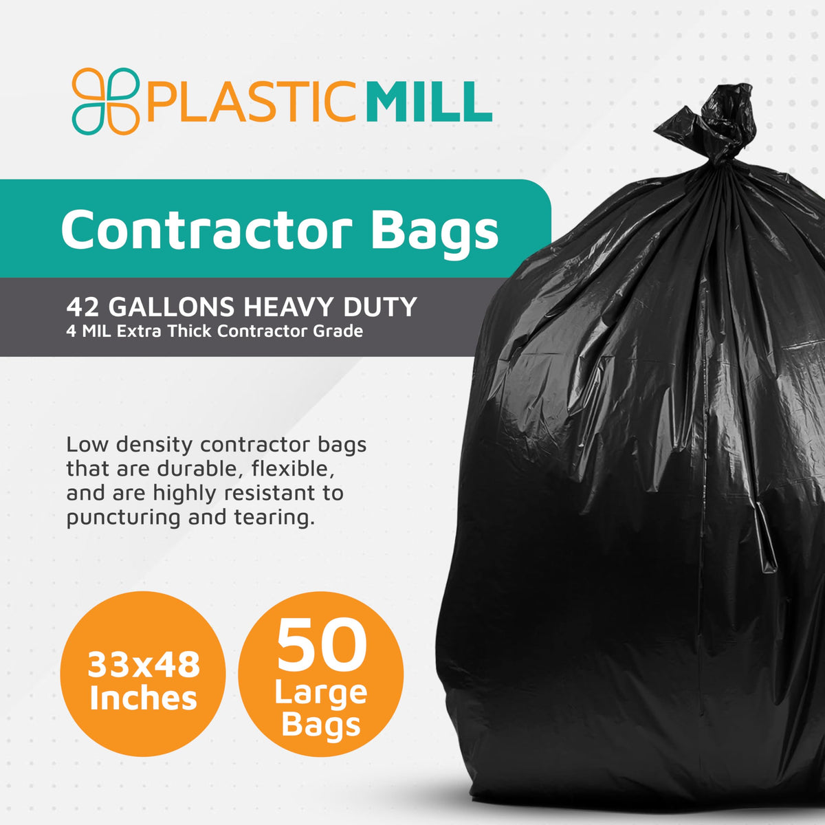 42-Gallon 4 Mil Black Contractor Bags 50-Count B816110
