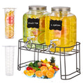 1 Gallon Glass Drink Dispenser with Stand, 2 Pack N472