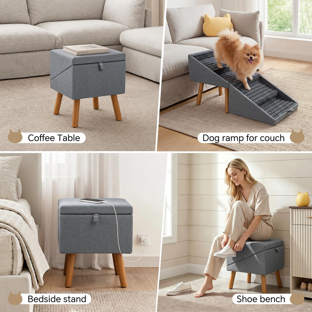 2-in-1 Wooden Pet Stairs & Ottoman L133