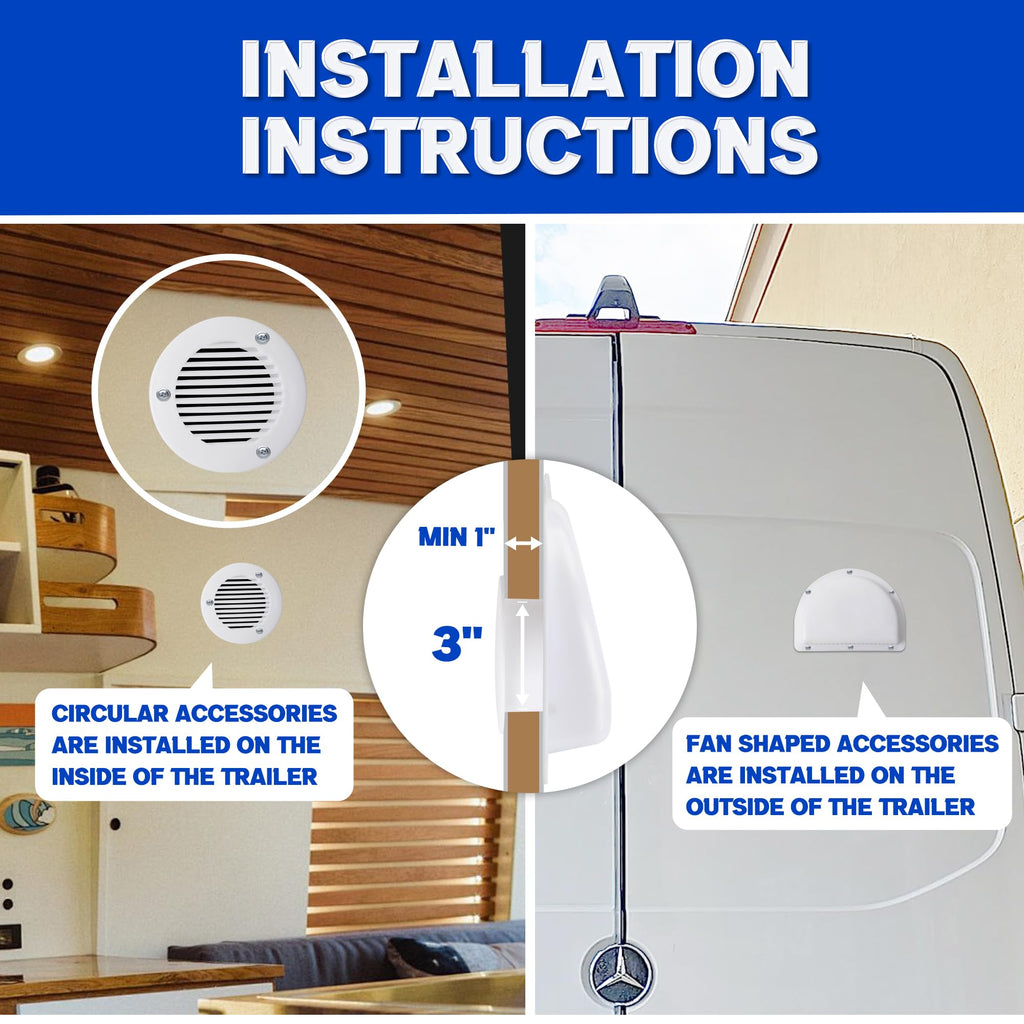 Trailer RV Sidewall Exhaust Vent Fan Kit with Cover, 2 Pack Z48023