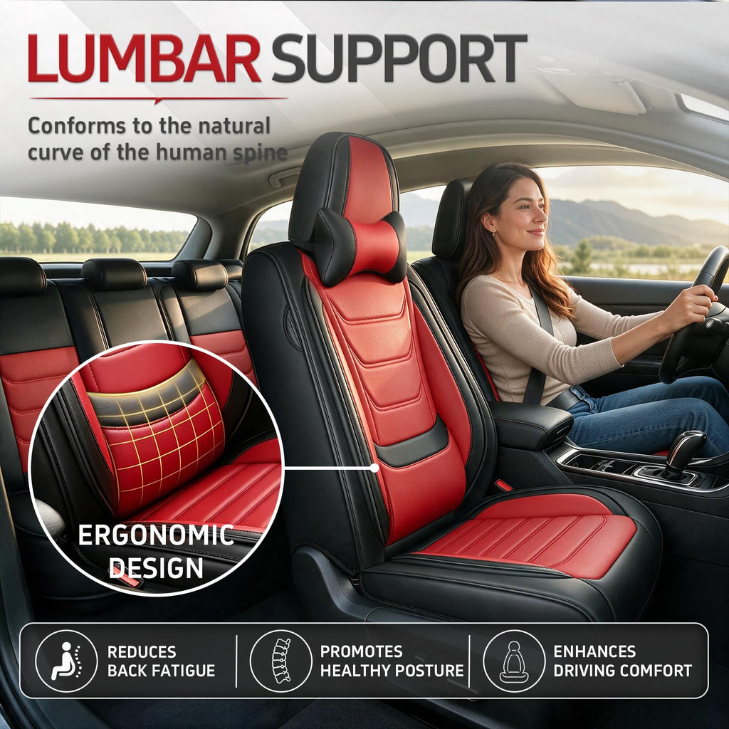 Black Red Seat Covers Full Set Q584