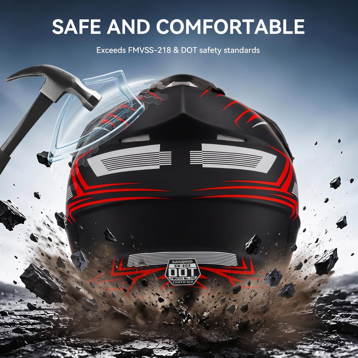 Youth Kids Full Face Motocross Helmet 4PCS Set DOT Approved Red XL Z4133